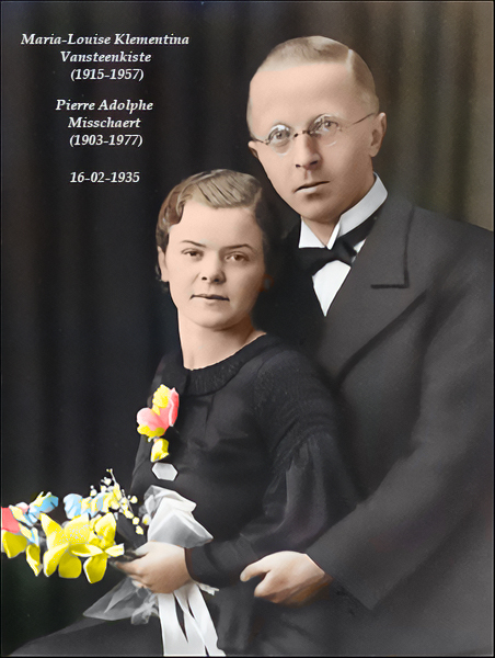 Klik voor foto in apart venster maria-louise_klementina_vansteenkiste__1915-1957_-pierre_adolphe_misschaert__1903-1977_-huwelijk.jpg